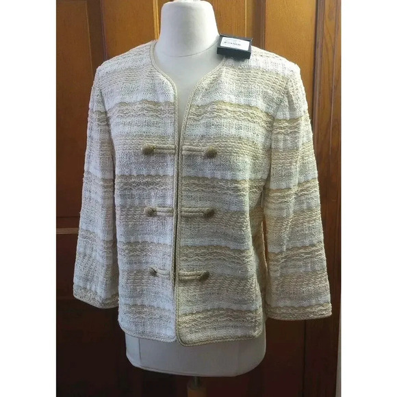 St. John Wool Blend Tweed Blazer New Sz 12 K61S0C1 Butterscotch Speckled $1695 - Picture 2 of 16